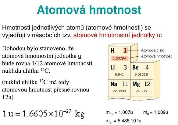 PPT - Atom ová hmotnost PowerPoint Presentation, free download - ID:3916172