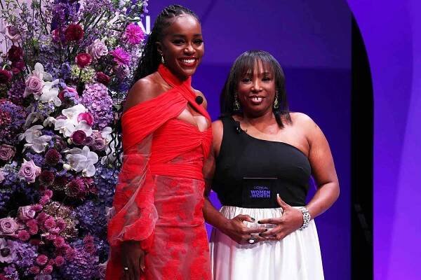 Aja Naomi King and Judaline Cassidy attend the 18th Annual L`Oreal Paris Women of Worth Celebration at NeueHouse Hollywood on November 16, 2023 in Los Angeles.
