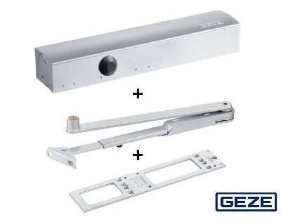 Geze TS 4000 ramínkový samozavírač Barva: Stříbrná, Ramínko: s aretací, Montážní deska: s montážní deskou 102789, 102454, 049185