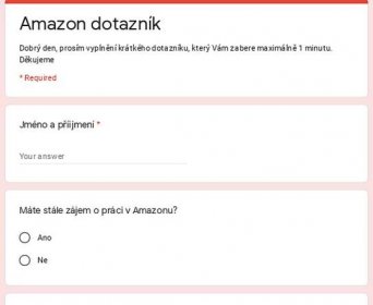 Amazon dotazník