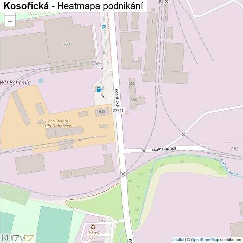 Mapa Kosořická - Firmy v ulici.