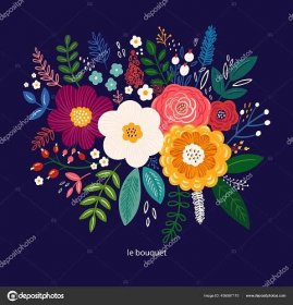 Stáhnout - Krásná romantická květinová šablona s růžemi, listy a květy — Ilustrace