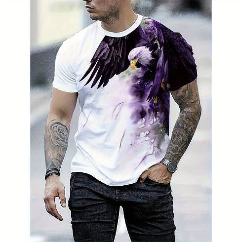 *'S Summer Casual 3D * Print T-Shirt- Lightweight Polyester, Crew Neck, Short Sleeve, Machine Washable, Outdoor Graphic Tee with * D