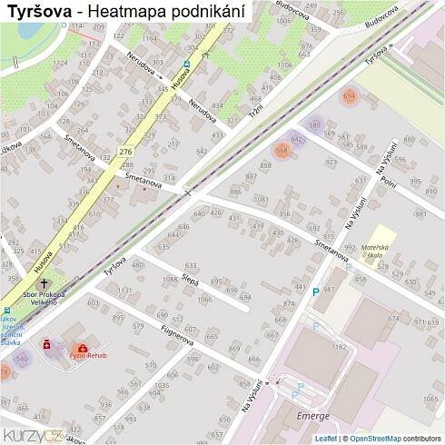 Mapa Tyršova - Firmy v ulici.
