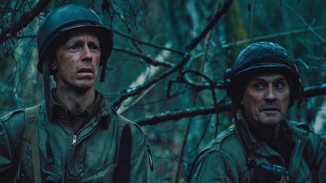 Fredrik Wagner and Robert Knepper as elite WWII soldiers in the film Warhunt