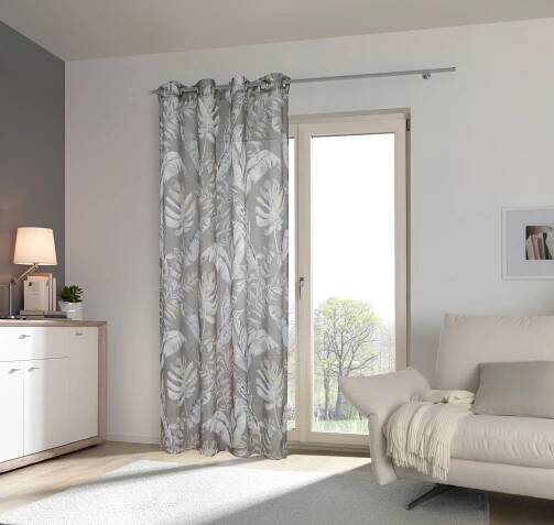 ZÁVĚS S OČKY, poloprůhledné, 140/245 cm - šedohnědá, Design, textil (140/245cm) - Esposa