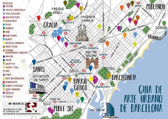 Street art barcelona mapa - Barcelona street art map (Katalánsko, Španělsko)