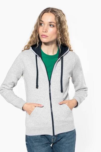 Dámská mikina na zip s kapucí Contrast - LevnýTextil.cz