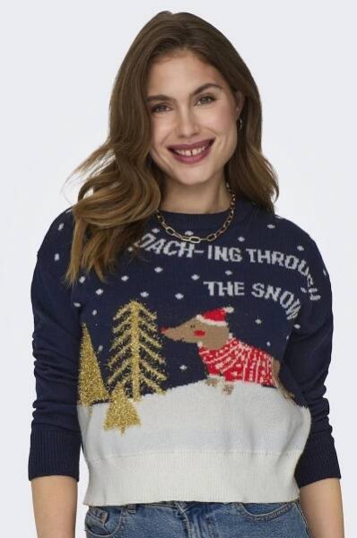 ONLY Svetr 'Xmas Daching' – modrá