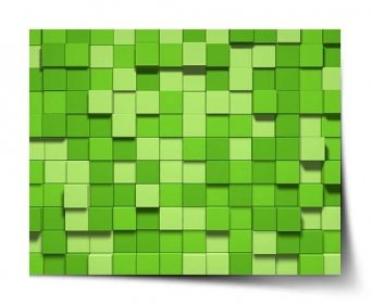 Plakát Green Blocks 3D
