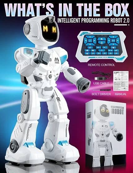 large smart emo rc robot toys for kids 5 7 gesture sensing programmable interactive remote control robots for   with led   for boys 4 9 years old birthday halloween christmas gifts Product details 6