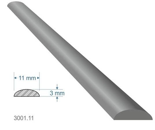 Pásovina oblá D, 11 x 3  x 3000 mm, měkká, cena za KUS (3m)