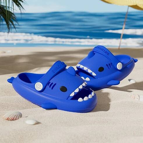SunStride Kids Pillow Slipper Shark Slides Boys Girls Toddlers Cloud Shower Slippers Cute Cartoon Open Toe Sandals Cushioned Thick Sole Beach Pool Sho