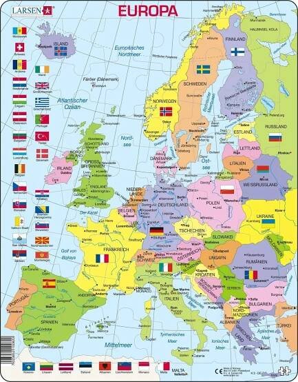 Larsen Vzdělávací puzzle Evropa Politická mapa 48 dílků