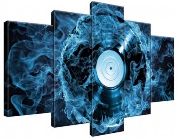 ZUTY Obrazy na stěnu - Vinylová deska v modré barvě, 100x63 cm