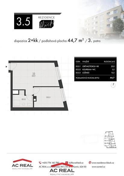 Prodej bytu 2+kk, 44,7 m2 - Brno (3.5)