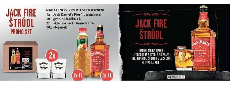 JACK DANIELS Fire 35% 1l Štrůdl promo set 03/2020 - | JASO
