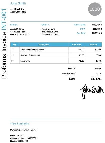 Proforma Invoice Template En Modern Light Blue 