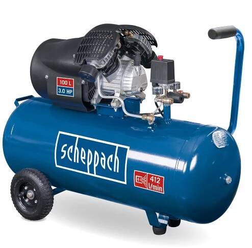Scheppach HC 120 dc - olejový dvouválcový kompresor 10 bar se vzdušníkem 100 l
