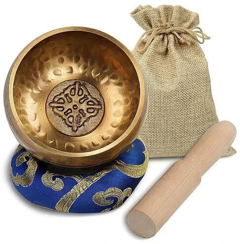 Tibetská zpívající mísa 8 cm pro meditaci a jógu | zvuková terapie, meditace - světle žlutá