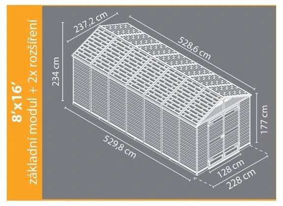 Palram Skylight série 8 hnědý - zahradní domek 8x8 s možností prodloužení | Jarabák