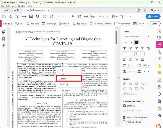 remove text from pdf adobe