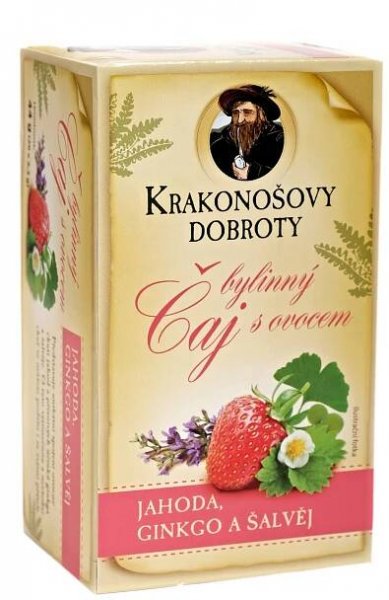 Čaje a kávy | čaj Jahoda, ginkgo a šalvěj | Krakonošovy dobroty