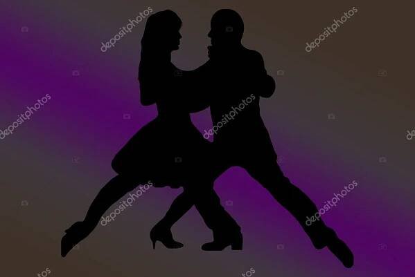 Stáhnout - Tango tanečního páru silueta — Stock obrázek