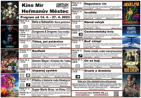 Zprávy - Program kina na 14.4. - 27.4.2023 - Kino Heřmanův Městec