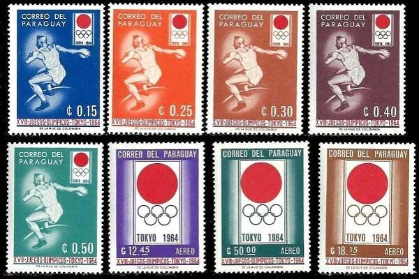Paraguay 1964 Známky Mi 1265-1272 ** sport Olympiáda olympijské hry - Známky