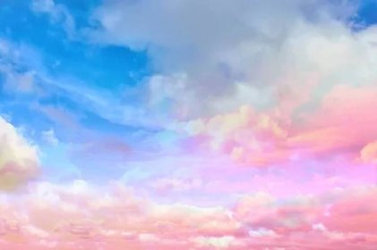 Mraky akvarel odstín, růžové mraky gradient pozadí nebe, atmosféra vzduch svoboda — Stock obrázek