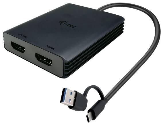 i-tec USB-A/USB-C Dual 4K HDMI Video Adapter
