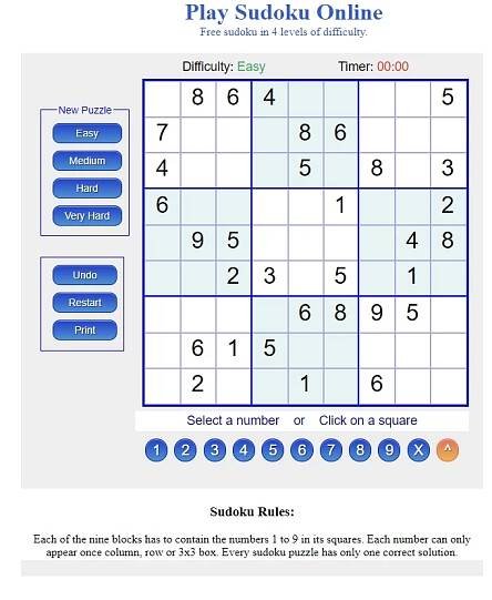 Sudoku online zdarma: Hrej křížovku sudoku online