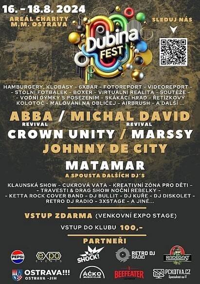 Plakát a program prvního ročníku Dubina Festu v Ostravě.