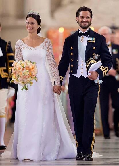 Prince Carl Philip of Sweden, and Princess Sofia of Sweden,leave their wedding ceremony at the Royal Chapel at the Royal Palace on June 13, 2015