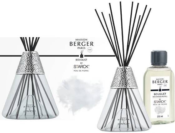 Maison Berger Paris – Starck® sada difuzér s tyčinkami a náplň Peau de Pierre (Kamenná kůže), šedá