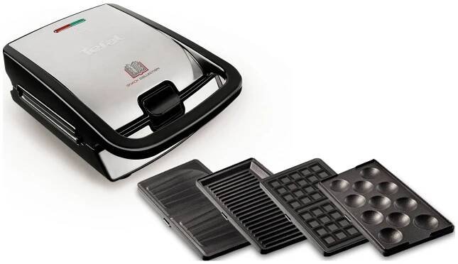 Tefal SW 854 D Snack Collection vaflovač nepřilnavý povlak, automatické přizpůsobení teploty černá, nerezová ocel kartáč