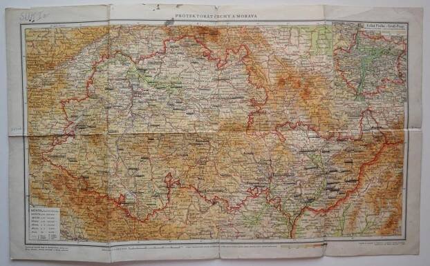 PROTEKTORÁT ČECHY A MORAVA - MAPA - 1940
