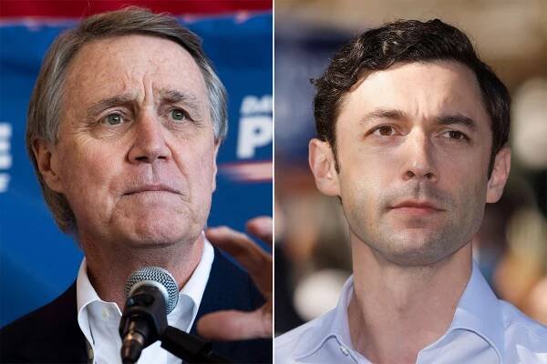 Georgia Sen David Perdue (left) and Democratic Senate candidate Jon Ossoff