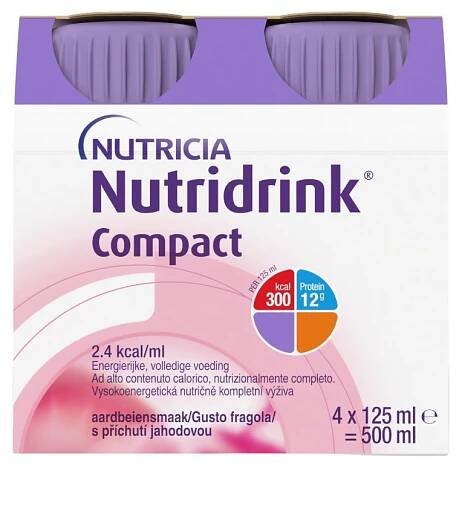 Nutridrink Compact s příchutí jahodovou 4x125 ml