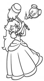 Princezna Peach drží kladivo