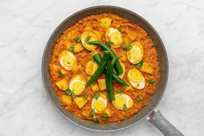 Egg Curry (Andey Ki Curry) in a pan 
