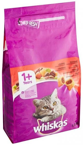 Whiskas Granule plněné s hovězím