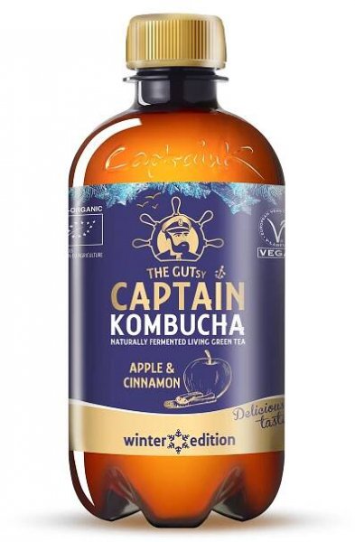 570098 Captain kombucha jablko a skořice zimní edice 400 ml BIO   THE GUTSY-1