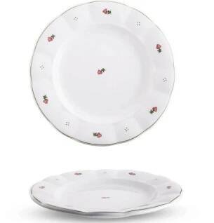Talíř mělký, porcelán, růžové kytičky, 26 cm, G. Benedikt
