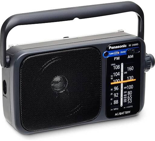 Panasonic RF-2400 přenosné FM/AM rádio s digitálním tunerem (snadné a stabilní ladění, velká stupnice s knoflíkem ladění, 10 cm reproduktor), černá - Značkový obchod Panasonic