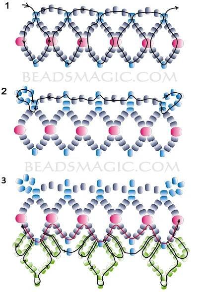 cross - stitch patterns for bracelets and necklaces with beadwork on them