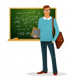 Stáhnout - Vektorová ilustrace mužského učitele s tabulí — Ilustrace