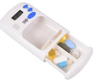 Dávkovač léků Lékárník/Lékovník s alarmem, zásobník na léky 5 cm x 8 cm Dedra