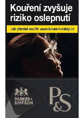 Kartonové balení tvrdá krabička cigarety s filtrem Parker & Simpson P&S Black kolek R 155 Kč 10x20ks